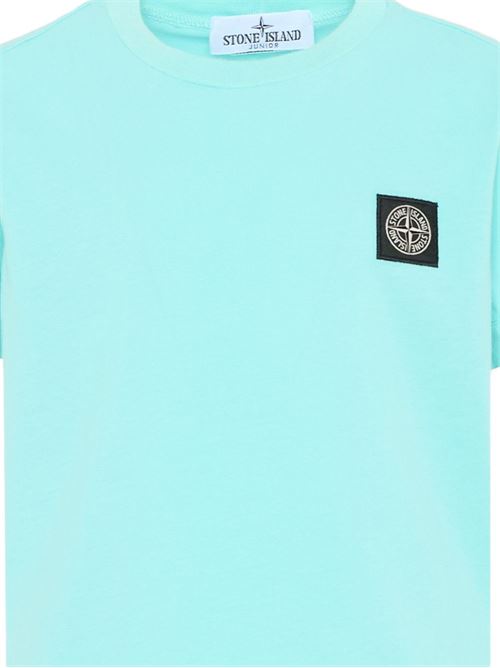 T-shirt bambino Stone Island acqua con logo STONE ISLAND KIDS | 2100002S0047V0044